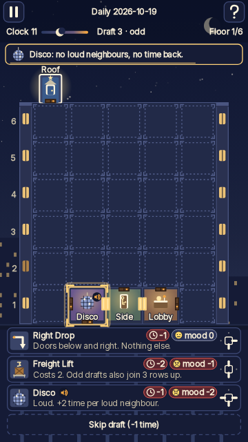A short caption over the grid names the room whose rule just fired.